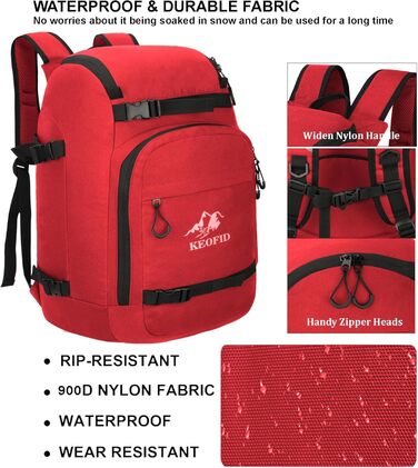 Чохол для лиж KEOFID: універсальний рюкзак-сумка для лиж та сноуборду (50л, червоний)