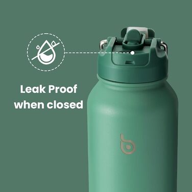 Спортивна термос-пляшка bottlebottle 1 л з нержавіючої сталі, ізоляцією, трубочкою та контейнером для пігулок, зелена