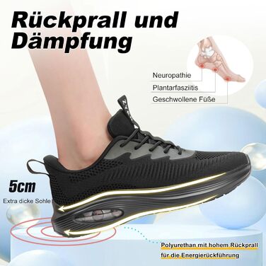 Жіночі кросівки ZYEN для широкої стопи, дихаючі спортивні кросівки, легкі та зручні бігові кросівки, снікерси для тренувань у фітнес-клубі (39 EU, чорний)