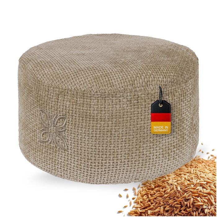 Крісло для медитації Cushy™ - кругле, 10/15 см, з льонованої тканини, з наповнювачем з пшениці. Килимок для медитації та релаксації. Зроблено в Німеччині (15 см, Smoky Biscuit)