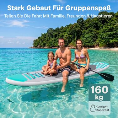 SUP дошка SereneLife надувна з комплектом - для річок, озер, йоги та туризму, блакитна