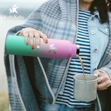 Фляга KollyKolla 750мл з нержавіючої сталі, ізольована, з трубочкою, без BPA, для газованої води, вакуумна термофляга, фляга для води для дорослих, універсальна, для спорту, офісу, тренажерного залу, велосипеда, кемпінгу, темно-синій колір
