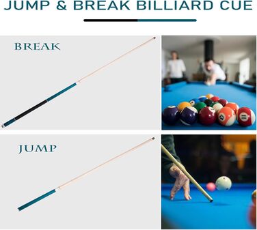 Стік для більярду CUEELF Heavy Hitter: 3 частини, 652 г, зелена бакелітова вершинка, дерево, блакитний (21 oz)