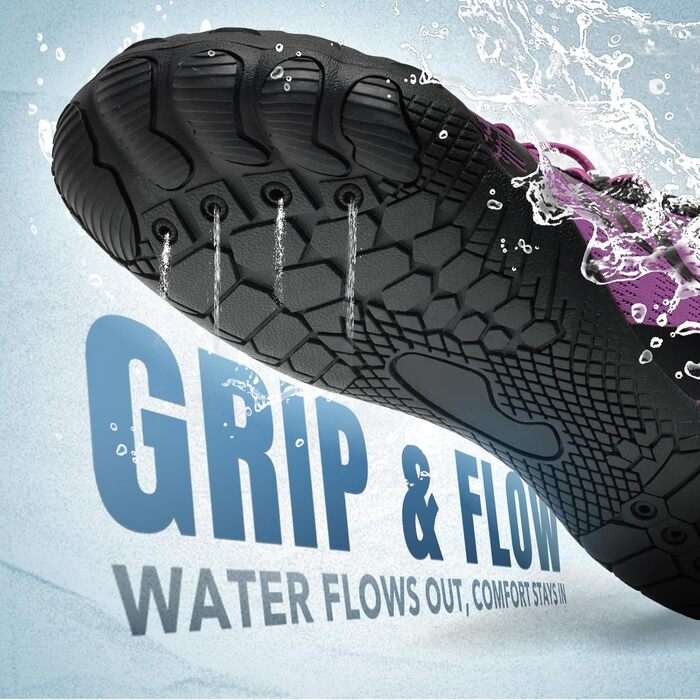 Взуття для плавання та фітнесу WateLves: зручні аквашузи з широкою носовою коробкою (фіолетовий, 38 EU)