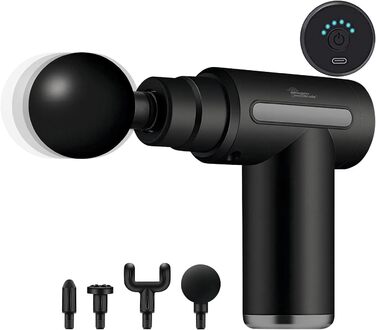 Масажний пістолет Newgen Medicals: Компактний акумуляторний масажер для рук з 4 насадками, 6 рівнів, USB-C, 30W