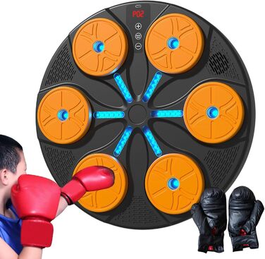 Музичний бокс-тренажер Baoblaze з Bluetooth, 8+ режимів тренування, динамічне підсвічування, для боксу, карате, тхеквондо, з рукавичками, помаранчевий