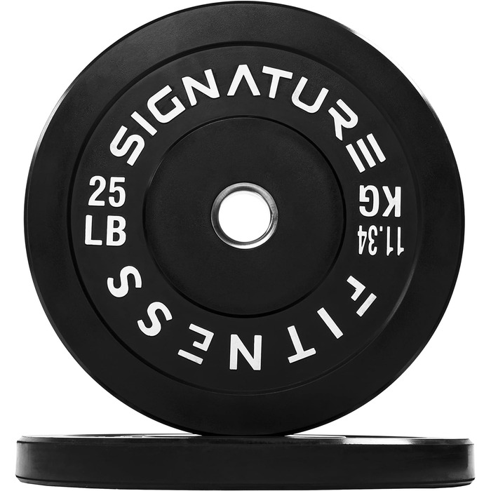 Олімпійські диски Signature Fitness 5,1 см з сталевою втулкою, чорні, 11,3 кг, пара або набір