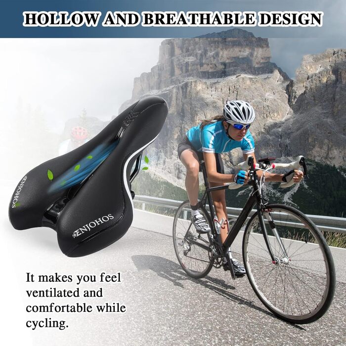 Велосипедне сідло ENJOHOS, водонепроникне PU сідло для гірського, трекінгового, туристичного та шосейного велосипеда (Чорно-біле)