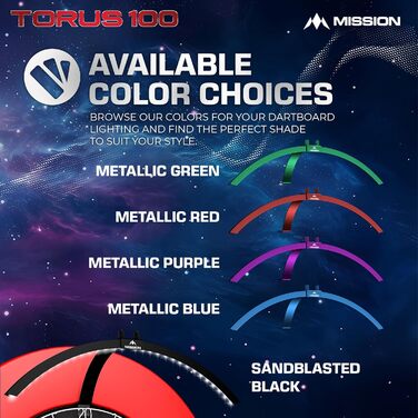 Світлодіодна система освітлення для дартсу Mission Darts TOR100 Torus 100, портативна, складна, чорна, піскоструминна обробка