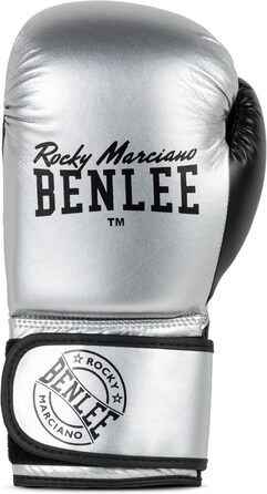 Боксерські рукавички BENLEE Carlos з екошкіри, 06 oz, срібно-чорні