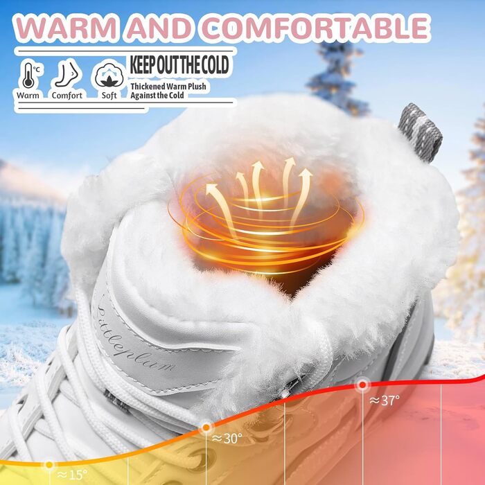 Черевики зимові жіночі Littleplum, утеплені, для трекінгу, осінні, Outdoor, снігові, зимові, 37 EU, білі