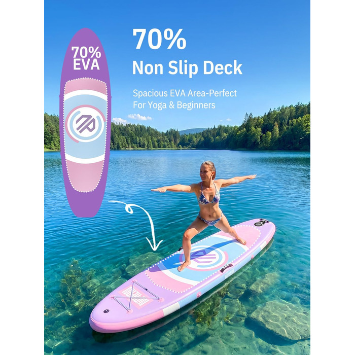 Надувний SUP дошка Niphean для дорослих, 305 см, з фіном StabilTrac, для йоги та балансування, фіолетовий
