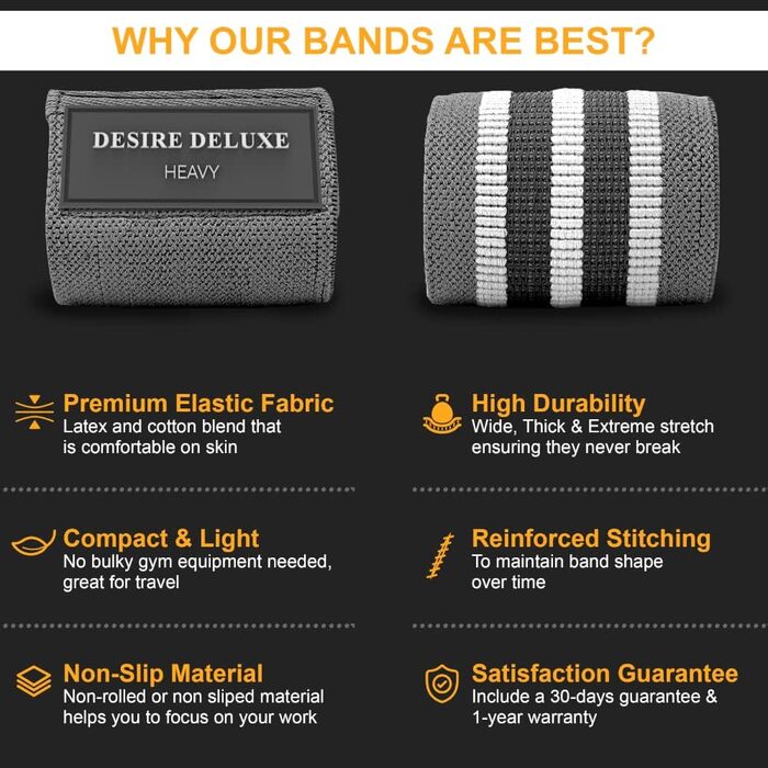 Набір еластичних гумок для фітнесу Desire Deluxe (3 шт.) для силових тренувань, йоги та пілатесу
