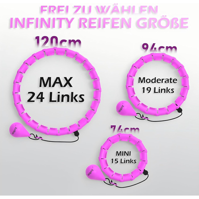 Обруч для схуднення з ваговим кільцем Smart Hoop для дорослих та початківців, фіолетовий, 120 см (77-132 см)