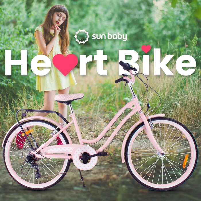 Дівчача дитяча велосипед Sun Baby 20 дюймів, 6 швидкостей Shimano, біло-золотий, для дітей 6-10 років