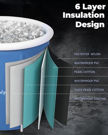 Ейсбад XL для спортсменів та дорослих: ванна для крижаного занурення на 105 галонів з кришкою, блакитна