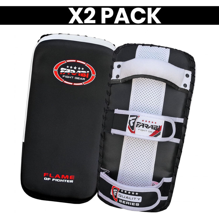 Набори для ударів Farabi Sports Curved Kick Pads (пара), чорні – для кікбоксингу, MMA, муай-тай, кікбоксингу та тренувань