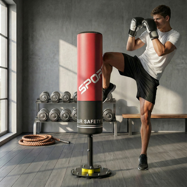 Стенд-боксерський мішок 135 см. Самостійна підставка, 10 присосок та амортизатор для дорослих та підлітків.