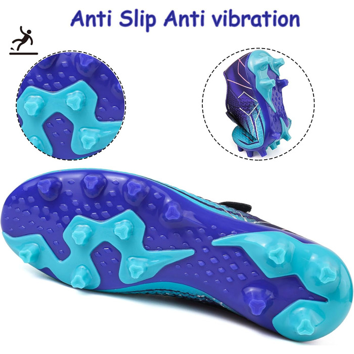 Дитячі футбольні бутси з шипами, професійні, для хлопчиків та дівчаток, спортивне взуття, розмір 38 EU, блакитний/фіолетовий