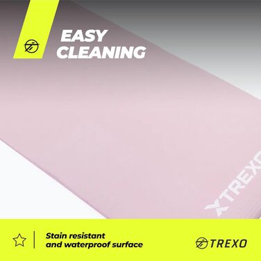 TREXO килимок для фітнесу NBR, рожевий, 183x61 см, 15 мм, з ручками