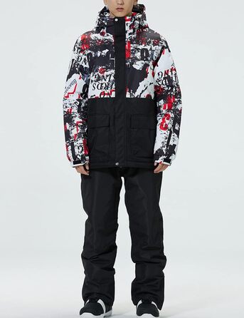 WOWULOVELY Зимовий комбінезон для чоловіків. Водонепроникний, вітронепроникний комплект куртки та штанів. Утеплений сноуборд/лижний костюм. Колір: зелений (229), розмір L, чорний (#E)