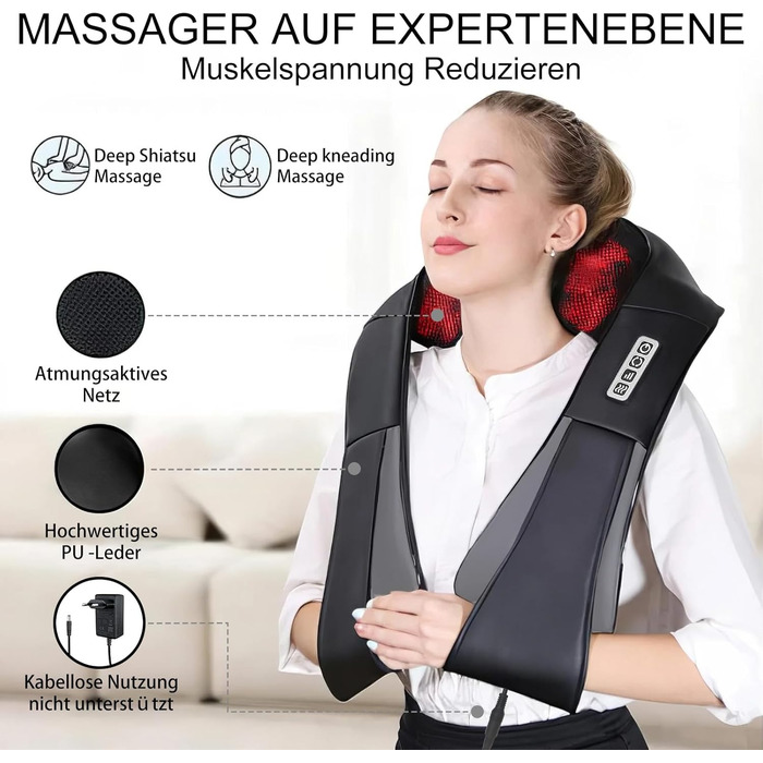 Масажер для шиї iKristin Shiatsu з підігрівом 3D, для зняття болю в шиї, спині, попереку. Сірий колір