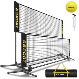 Мобільна міні-сітка для волейболу з комплектом: м'яч, насос, сумка. Регульована висота 1.5-7.9м для тенісу, бадмінтону, футболу, піклболу