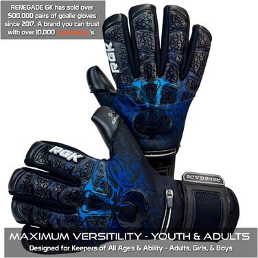 Воротарські рукавички Renegade GK Limited Edition Rogue з захистом пальців (розміри 6-11, рівень 4+). Giga Grip 4+3мм | Преміум-якість для дорослих, підлітків та дітей