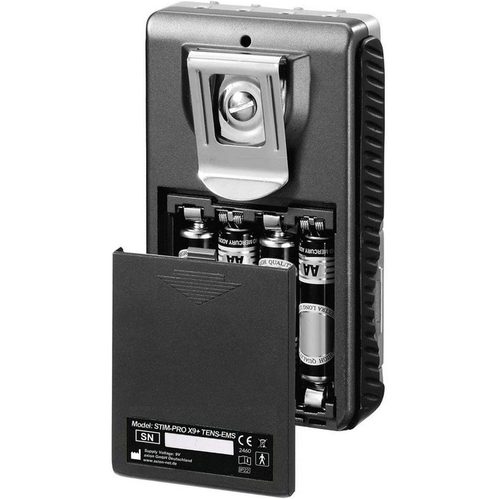 TENS EMS комбінований пристрій STIM-PRO X9+ з 8 електродних подушок 5x5 см для болісної терапії, масажу та м'язового стимулювання. Сертифікований медичний прилад axion®