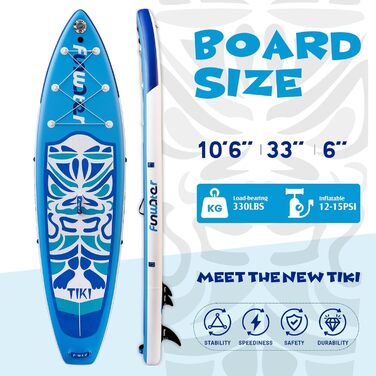 Надувний SUP (Stand Up Paddle Board) FunWater 10'6' & 11'6' з аксесуарами: весло, насос, рюкзак, плавники. Підходить для всіх рівнів майстерності. Рожевий та синій кольори.