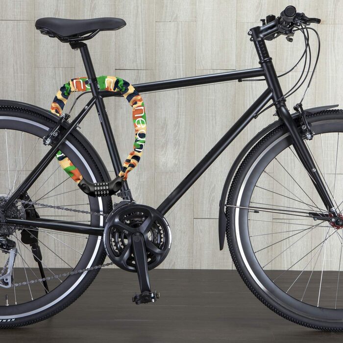 Надійне велозамкне Nean з кодовим замком та високим рівнем захисту, стале ланцюгове замкне, 6 мм x 900 мм (Камуфляж)