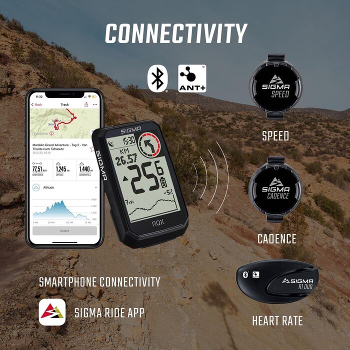 Велокомп'ютер SIGMA ROX 4.0 Endurance з GPS, 40 годин роботи, 30 функцій, сумісність з E-Bike, ANT+, BLE, бездротовий, захист IPX7, монтаж без інструментів, зарядка USB-C