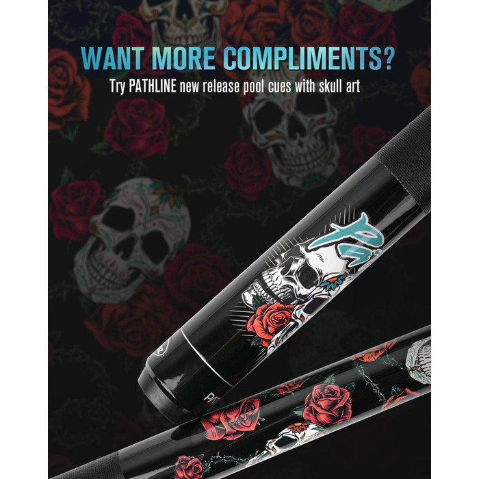 Більярдний кий Pathline Billard-Queuestab: канадський клен, 13 мм наконечник, чорний/молот, 20oz