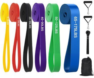 Гумові фітнес-гуми Gummi Flexbänder (6 шт.) для силових тренувань, йоги, фізіотерапії та розтяжки різної довжини та кольору