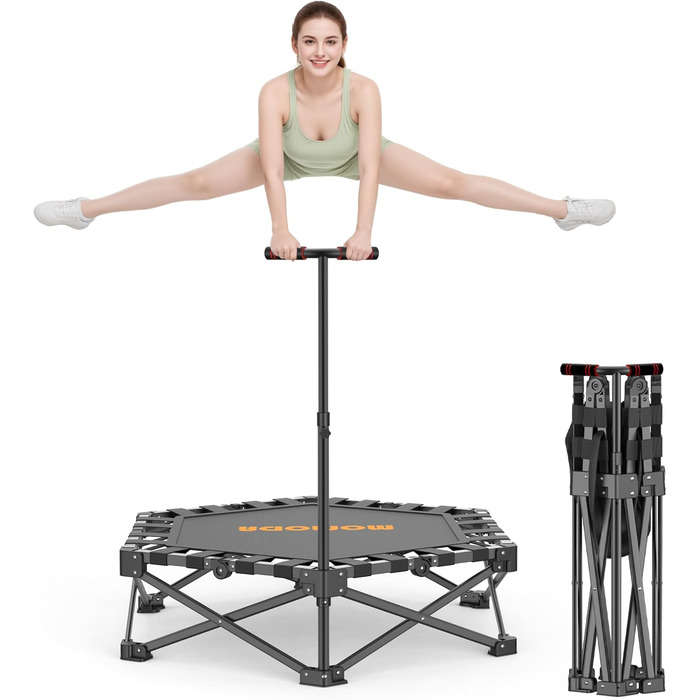 Трамплін для фітнесу MOMODA складний, діаметр 106 см, чорний. Зручний для занять вдома, підходить для дітей та дорослих.