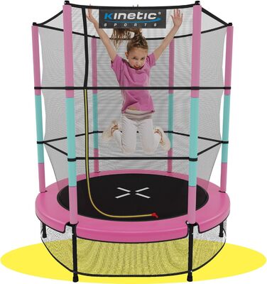 Дитячий батут KINETIC SPORTS Jumper 140 см із захисною сіткою, гумовою підвіскою та м'яким каркасом для дому