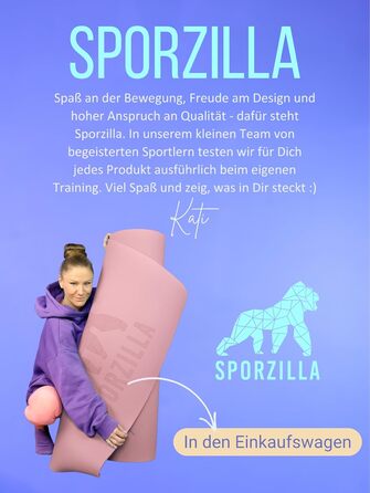 Йога-мат Sporzilla XXL 200×100 см, 8 мм, нековзкий, екологічний, з лініями та чохлом, лаванда