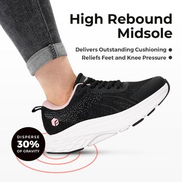 Жіночі кросівки FitVille для ходьби та бігу: широкі, дихаючі, з неслизькою підошвою, чорно-рожеві, 40 EU