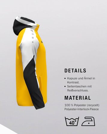 Чоловіча спортивна куртка з капюшоном JAKO Dynamic (S, жовтий/білий/чорний)