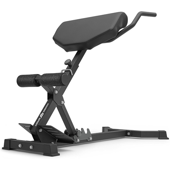 Гіперекстензія Marbo Sport MS-L108 2.0 для спини, регульований кут, посилена конструкція, чорний колір, вироблено в ЄС