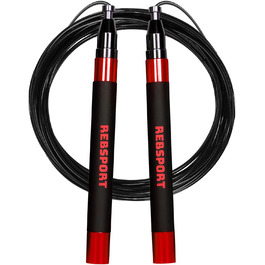 Професійний скакалка для кросфіту та Double Unders, регульована зі сталевим тросом 2.5 мм (червона), комплект з 2 тросами та ручками