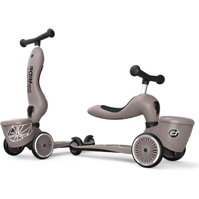 Біговел Scoot & Ride Highwaykick 1 Lifestyle з сидінням та контейнером (коричневі смуги)