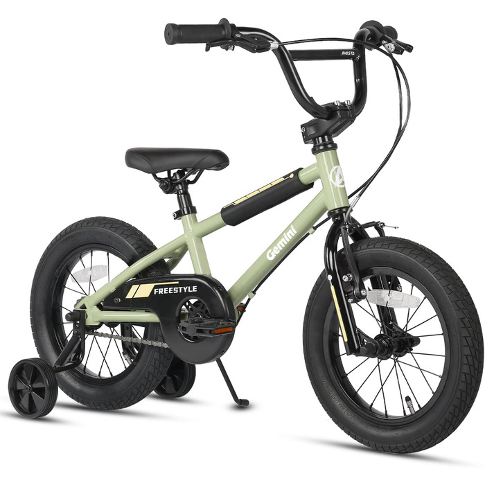 Дитяче велосипед BMX AVASTA 12/14/16 дюймів з додатковими колесами та підставкою для дітей 1-8 років, різні кольори, армійний зелений 16 дюймів