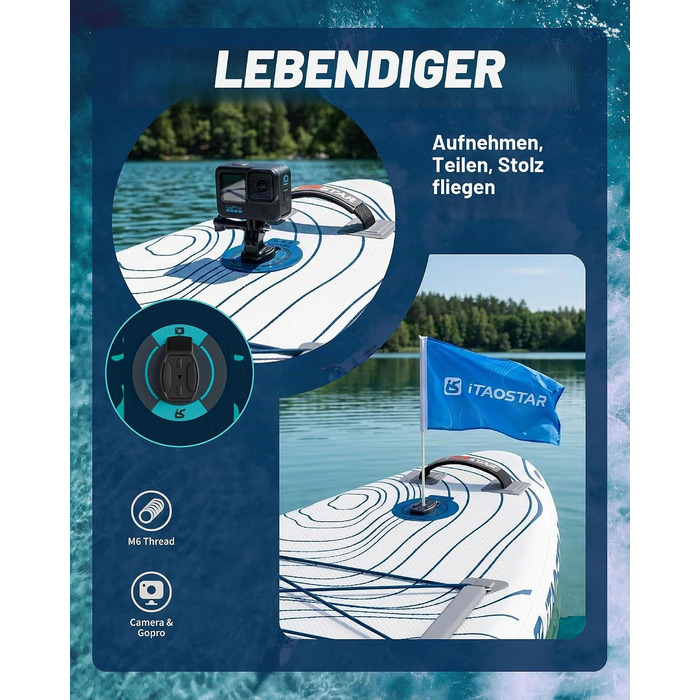 SUP-дошка iTAOSTAR Adventure 365x88/99 см, надувна, з сидінням, темно-зелена – для підлітків та дорослих