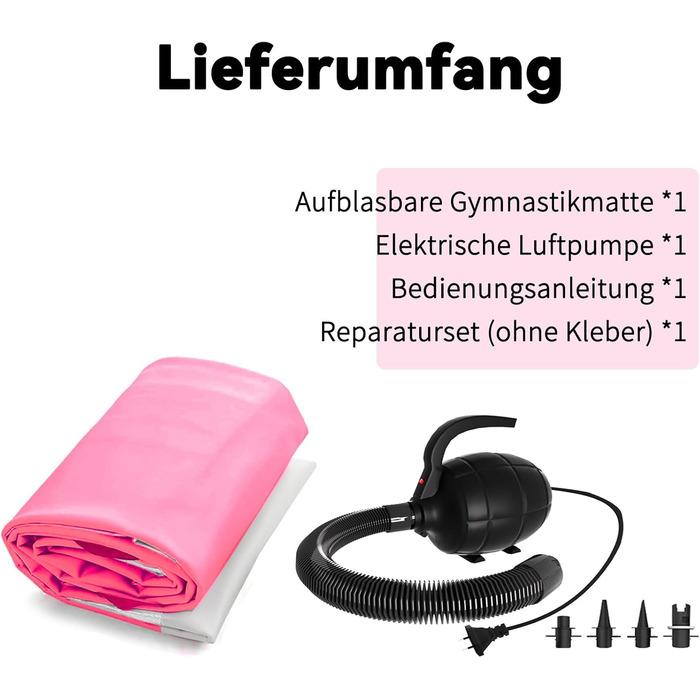 DOBESTS Airtrack Matte - Килимок для гімнастики та фітнесу, 600x100x20 см, рожевий та фіолетовий