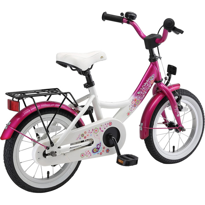 Дитяче велосипед BIKESTAR 14 дюймів для хлопчиків та дівчаток від 4 років | Класичний дизайн | Рожево-білий | Без ризику тестування
