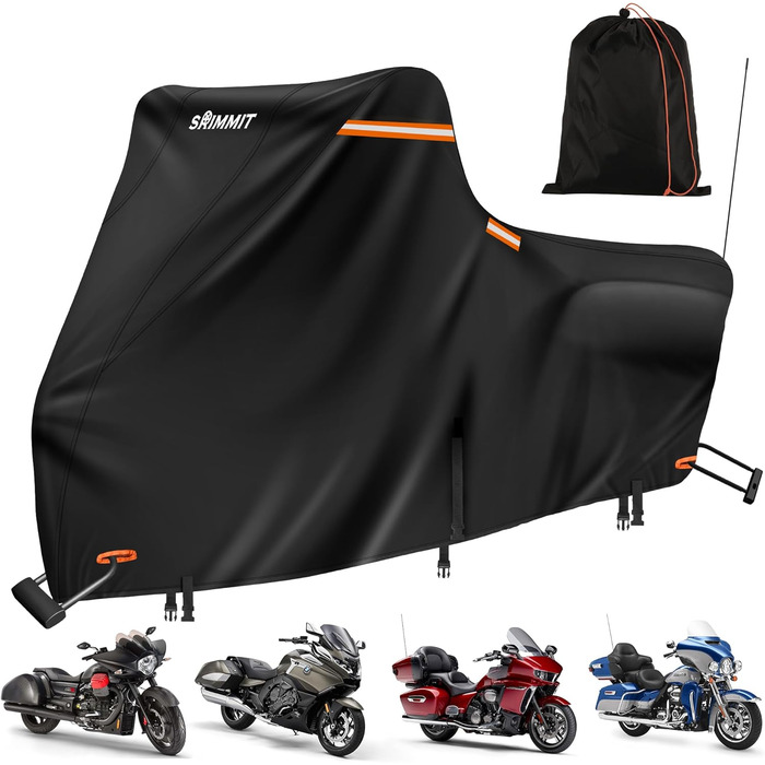 Водонепроникний чохол для мотоцикла Motorrad Plane, 420D, зимовий, для туристичних моделей, захист від UV, дощу та пилу, Deluxe Edition (Side Box 274x111x142CM, чорний)