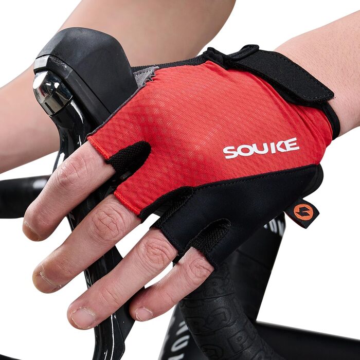 Велосипедні рукавички Souke Fingerose: антиковзаючі, дихаючі, для їзди на гірському велосипеді, червоні, розмір S