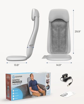 Крісло-масажер Comfier Shiatsu з підігрівом та функцією глибокого масажу, 2D/3D, для дому та офісу