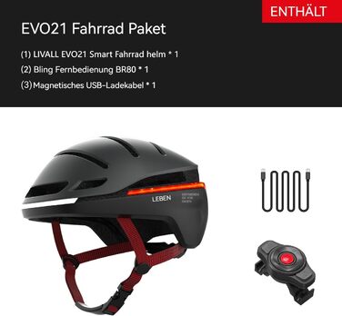Розумний велосипедний шолом LIVALL EVO21 з підсвіткою, індикаторами повороту, гальмівною сигналізацією та функцією виявлення падіння, для чоловіків і жінок, міський шолом для велосипедистів